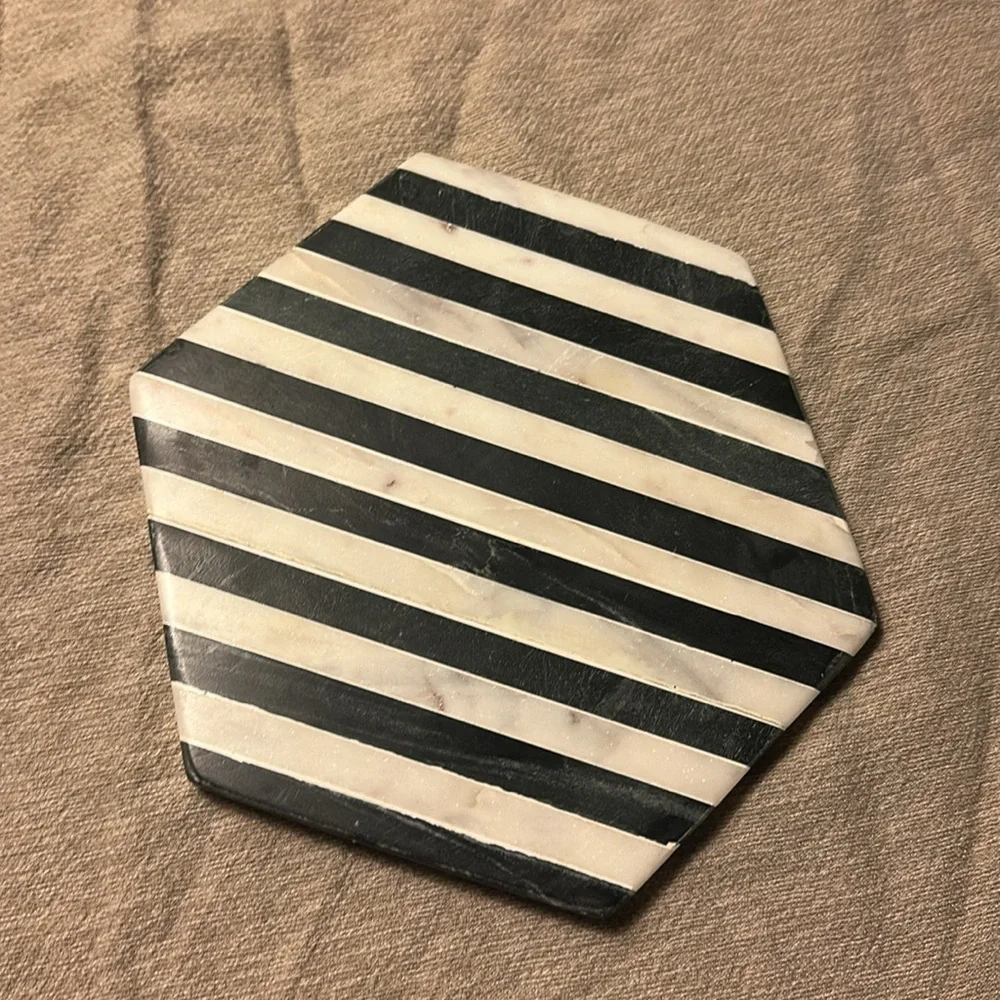 Striped Hexagonal Marble Coaster